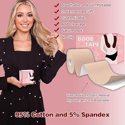 Miniatura 2 de BEWTEIM Cinta Bob para pechos grandes de tamaño grande Boobytape para levantamiento de senos rollo de cinta de pechos de 3 pulgadas cinta de