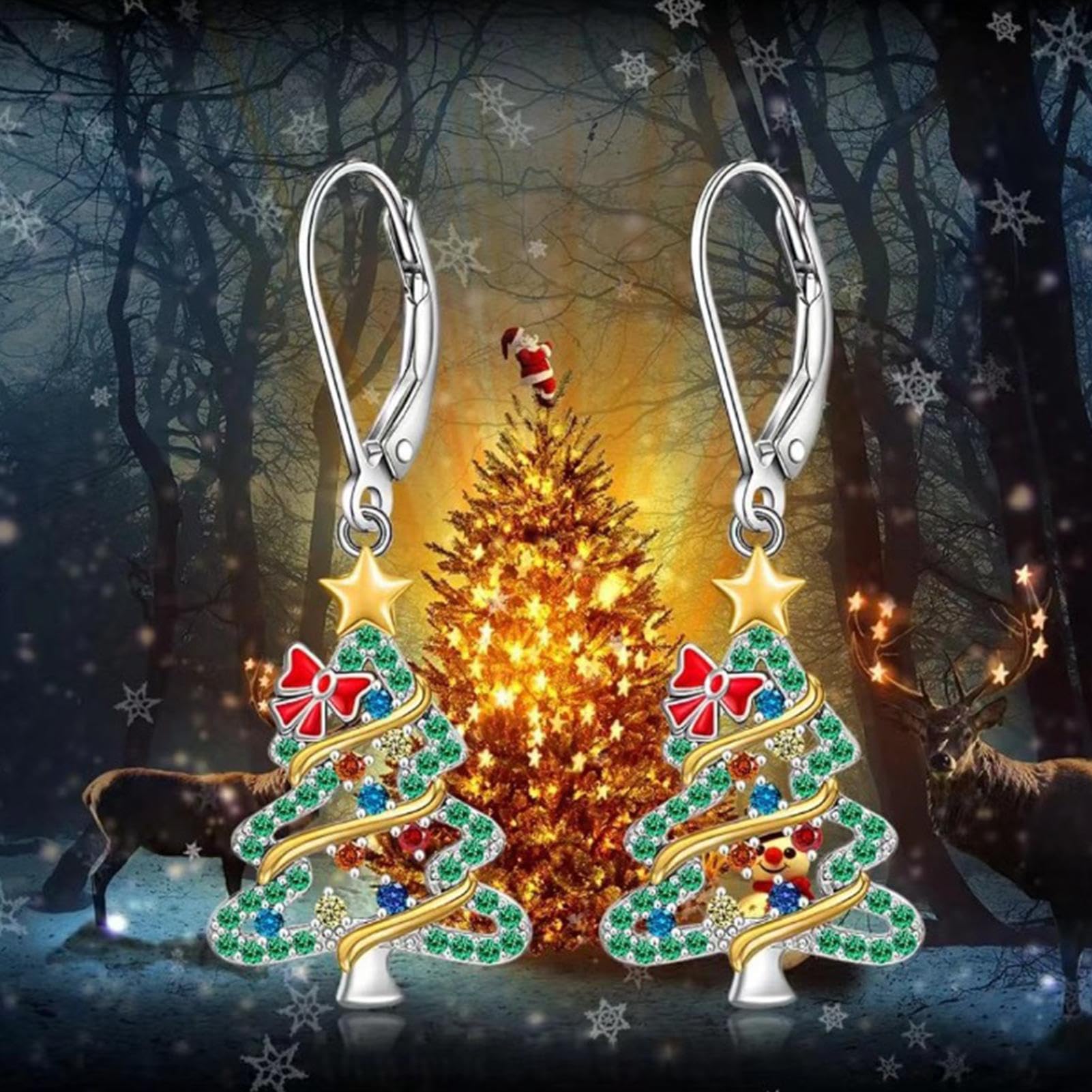 Kolczyki świąteczne dla kobiet, świąteczne kolczyki wiszące | Kolorowe kolczyki wiszące z kokardką Jingle Bell | Biżuteria z motywem bożonarodzeniowym, kolczyki wiszące Kolczyki sztyfty na