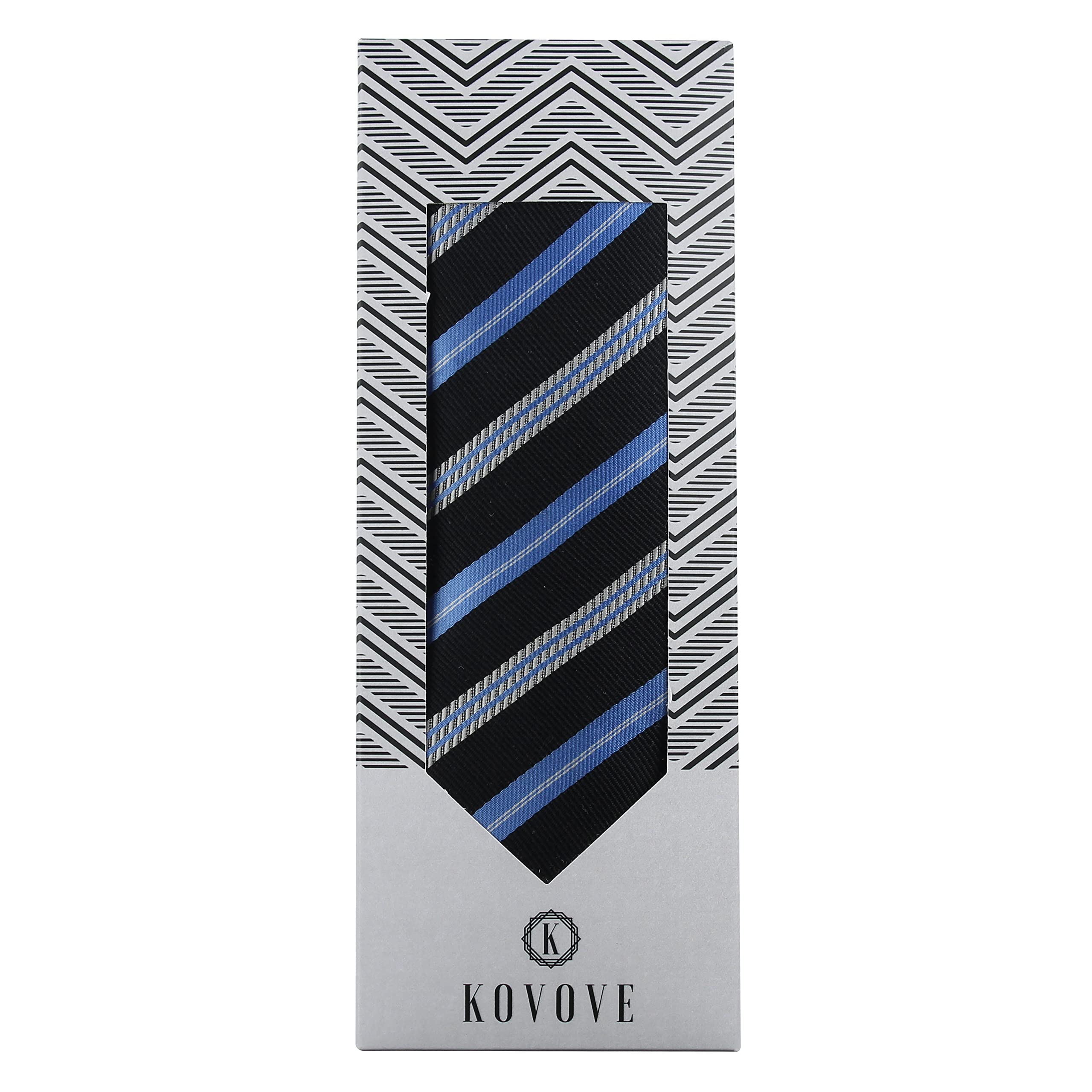 Kavove The Sharp Striped Black Necktie For Men - Image 6 thumbnail