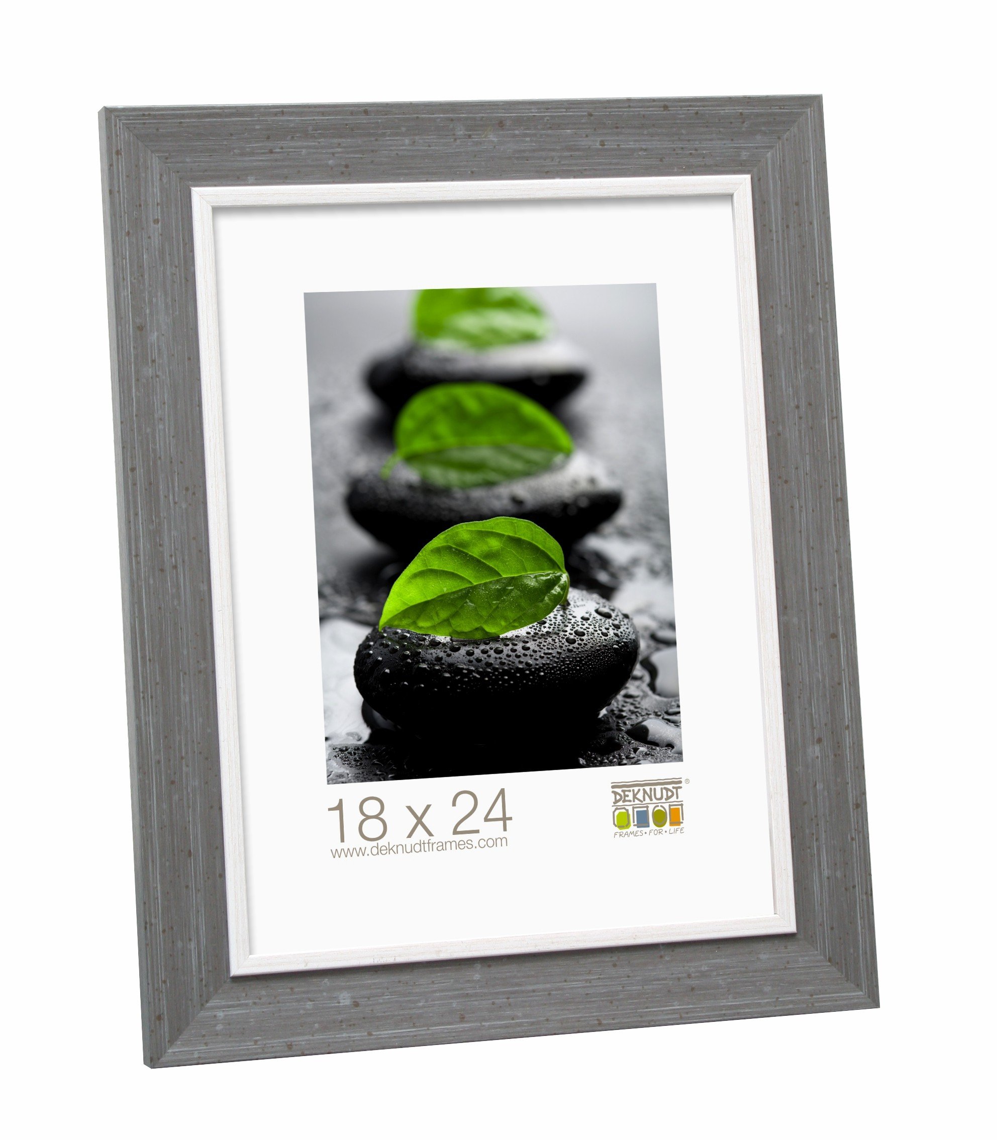 Cadre photo résine gris Deknudt Frames S43JF7 30x40 cm avec filet blanc