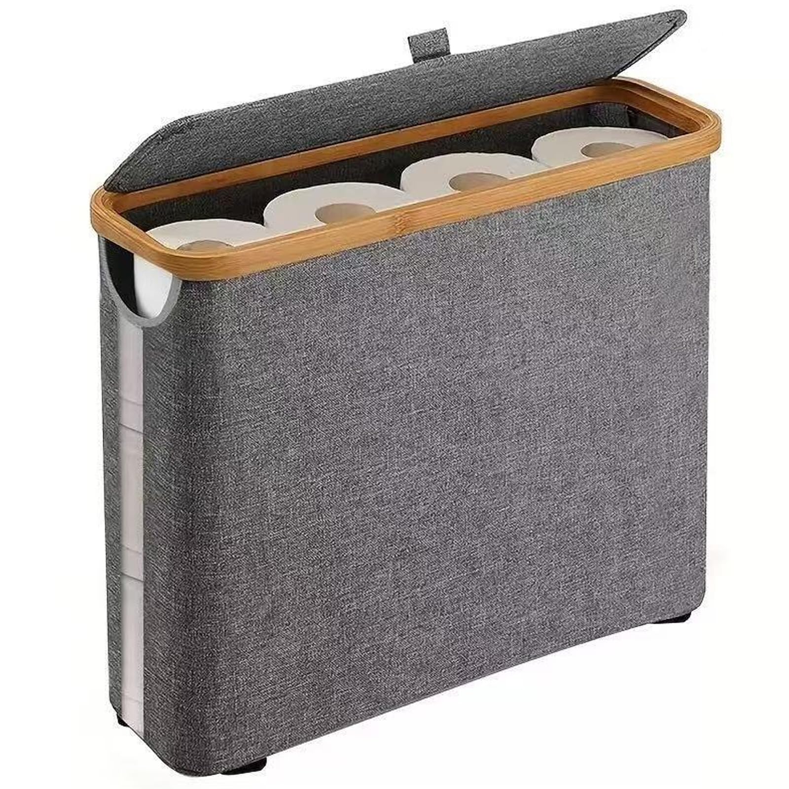 Porte papier toilette avec cadre en bambou et couvercle au design moderne