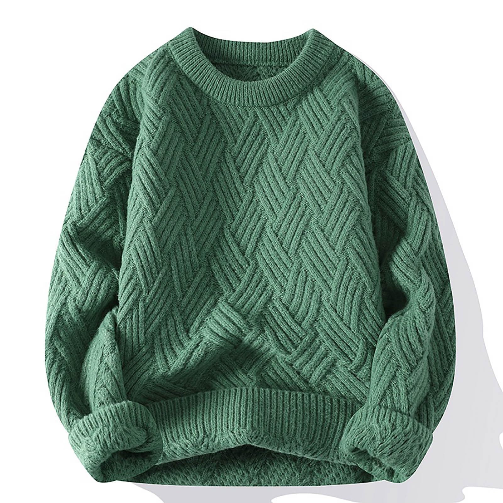 Pull Homme,Pull éPais en Tricot De Couleur Unie pour Homme VêTement d'automne Et d'hiver