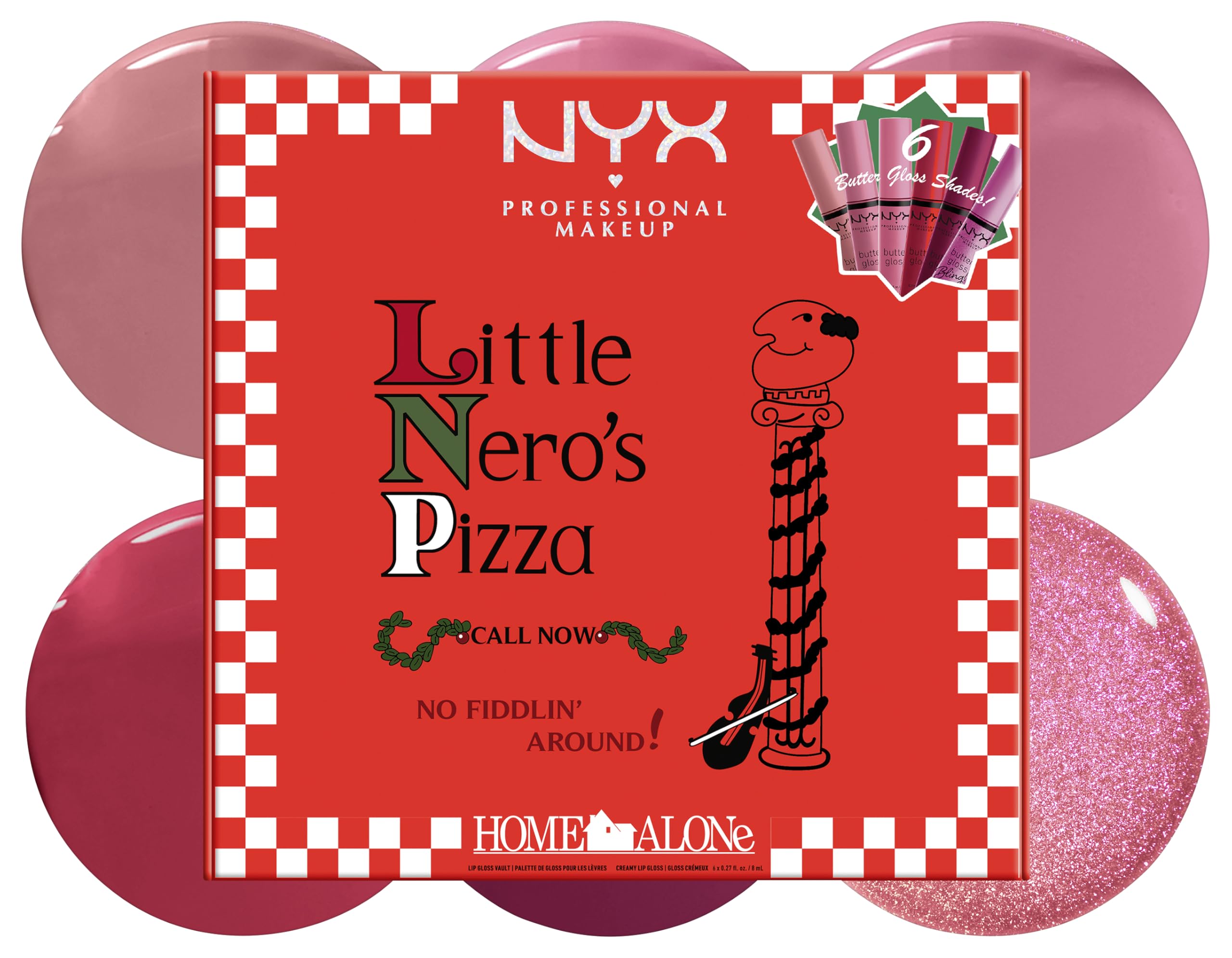 NYX Professional Makeup Home Alone Butter Gloss Pizza Vault, Pink and Red