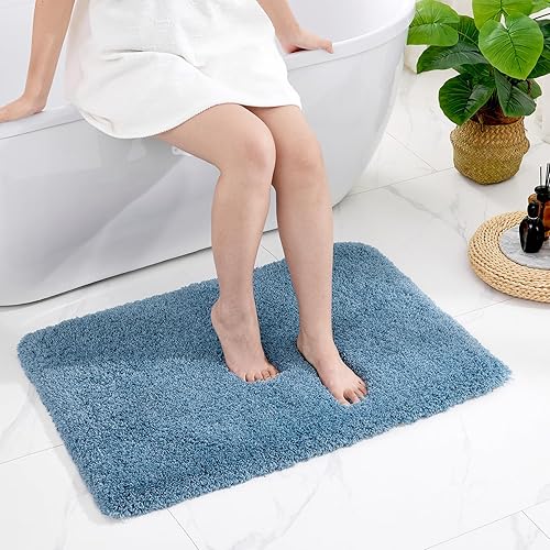 Miniatura 25 de Alfombra larga para suelo de baño de 24 x 70 pulgadas, color blanco antideslizante, esponjosa, lavable, absorbente, para ducha y lavabo