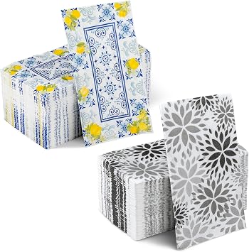 100 Pcs Capri Lemons Napkins & Black and Gray Dahlia Pattern Napkins Disposable Guest Towels 3 Ply Bathroom Restaurant Paper Hand Towels for Spring Summer Holiday Birthday Party Supplies