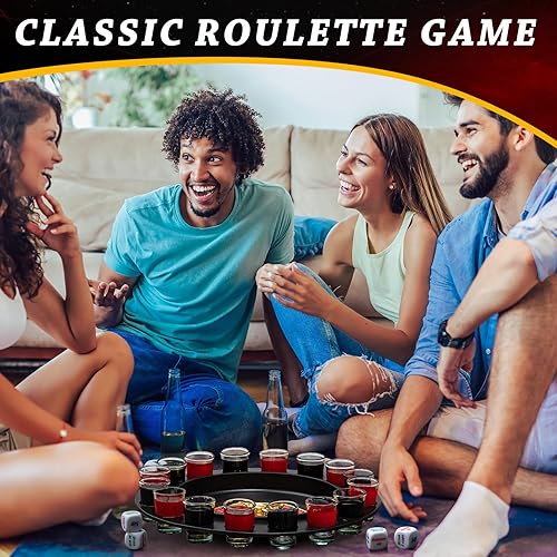 Miniatura 6 de Hiboom Juego de ruleta de vaso de chupito y juego de dados para beber, 16 vasos y 2 bolas para adultos, reuniones familiares, bares, suministros de