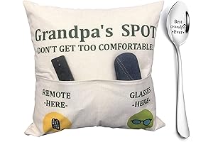 2-Pocket Grandpa's Spot Throw Pillow Covers Grandpa Gifts