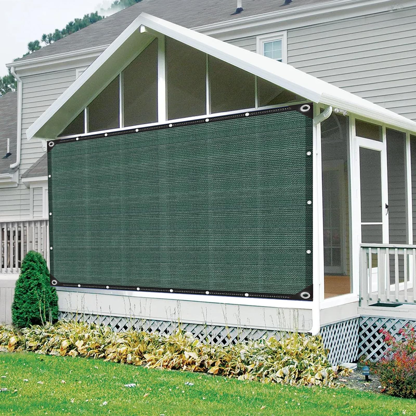 Voile d'ombrage vert foncé bloquant 95% UV pour abri auto et terrasse 1,8x3m