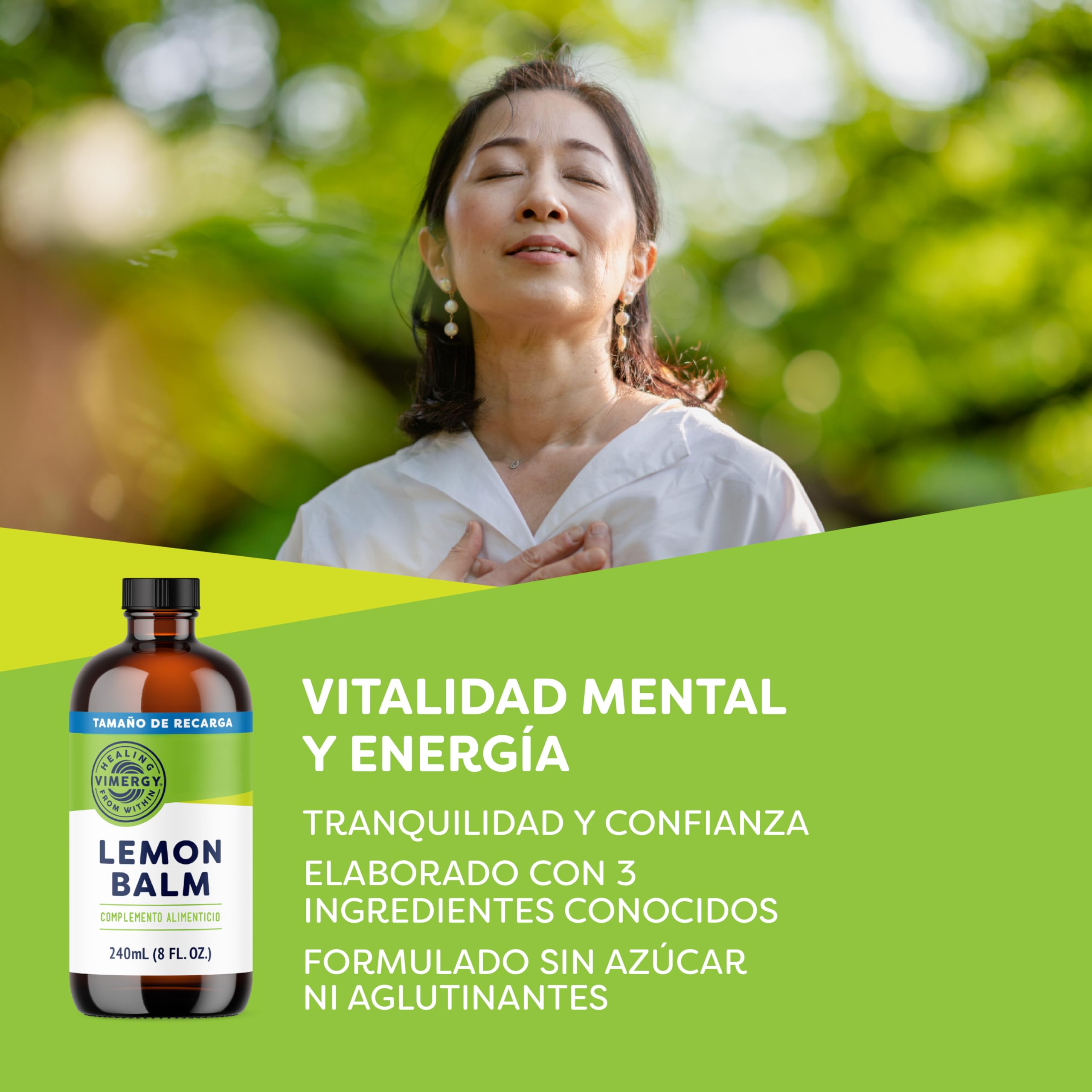 Vimergy Lemon Balm – 240 ml, 240 Dosis – Extracto de Bálsamo de Limón – Suplemento Vegano a Base de Glicerina – Melisa Gotas Concentradas – Formulado sin Azúcar ni Aglutinantes- Sin OMG ni Gluten