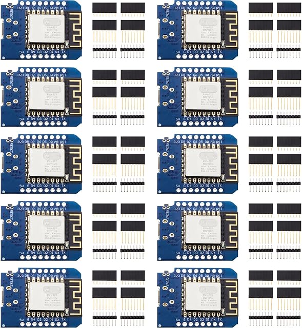 Weewooday 10 Pieces Development Board NodeMcu Mini wireless D1 Module Compatible with ESP8266 ESP-12F 4M Bytes WLAN WiFi Internet Development Board Compatible with Arduino