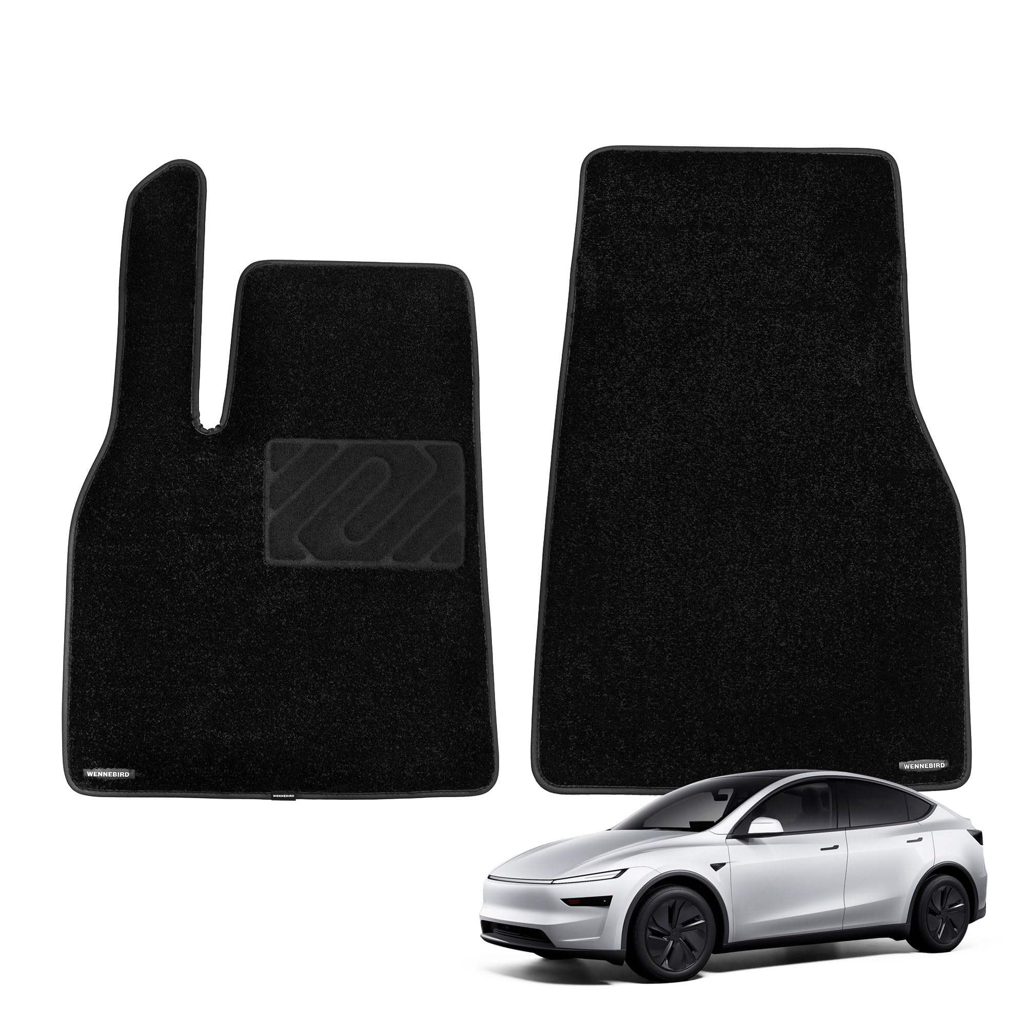 WENNEBIRD Superior Carpet Front Row Floor Mats for 2025 Tesla Model Y (Juniper), 0.6 Inch Thickness Rugs, Premium All Weather Anti-Slip Waterproof Floor Liners - 2pc