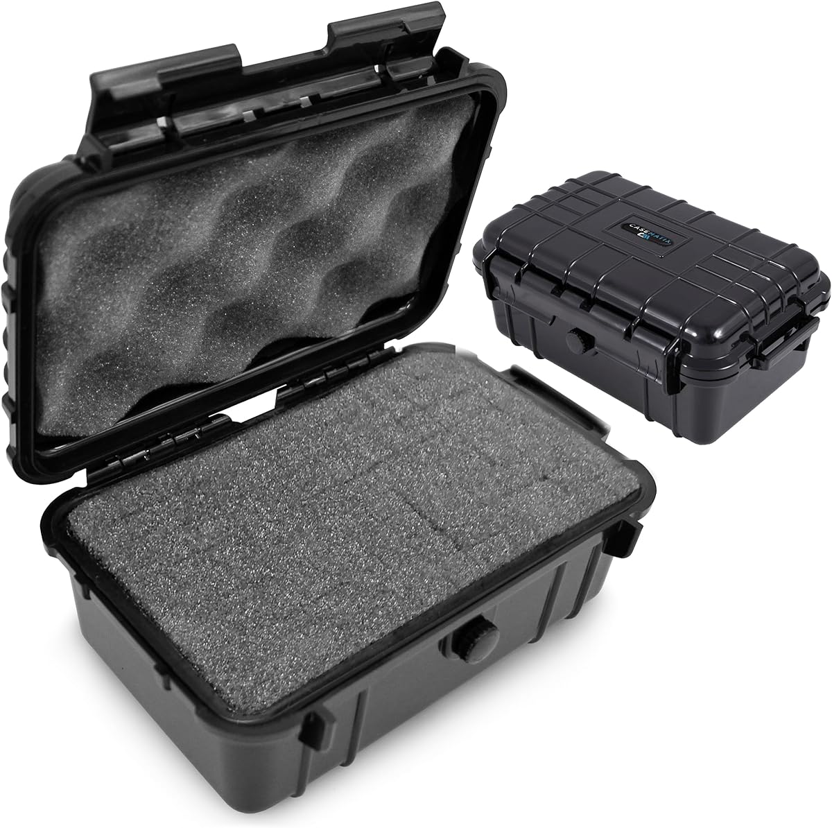 CASEMATIX 8" Waterproof Small Hard Case with Customizable Foam for Portable Electronics, Tools and Accessories - Hard Shell Small Plastic Case with Pre-Diced Travel Case Foam Interior