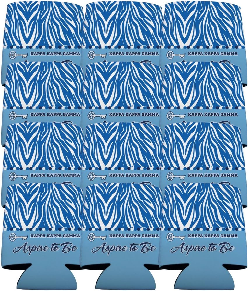 VictoryStore Can and Beverage Coolers - Kappa Kappa Gamma, Zebra Print Design, Set of 12