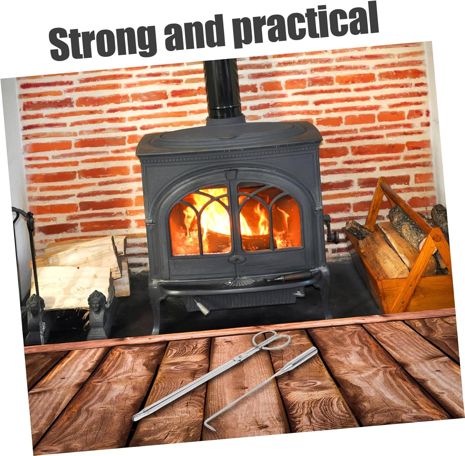 Fireplace Firewood Tongs, Stainless Steel Poker Set for Fire Pit Xmas