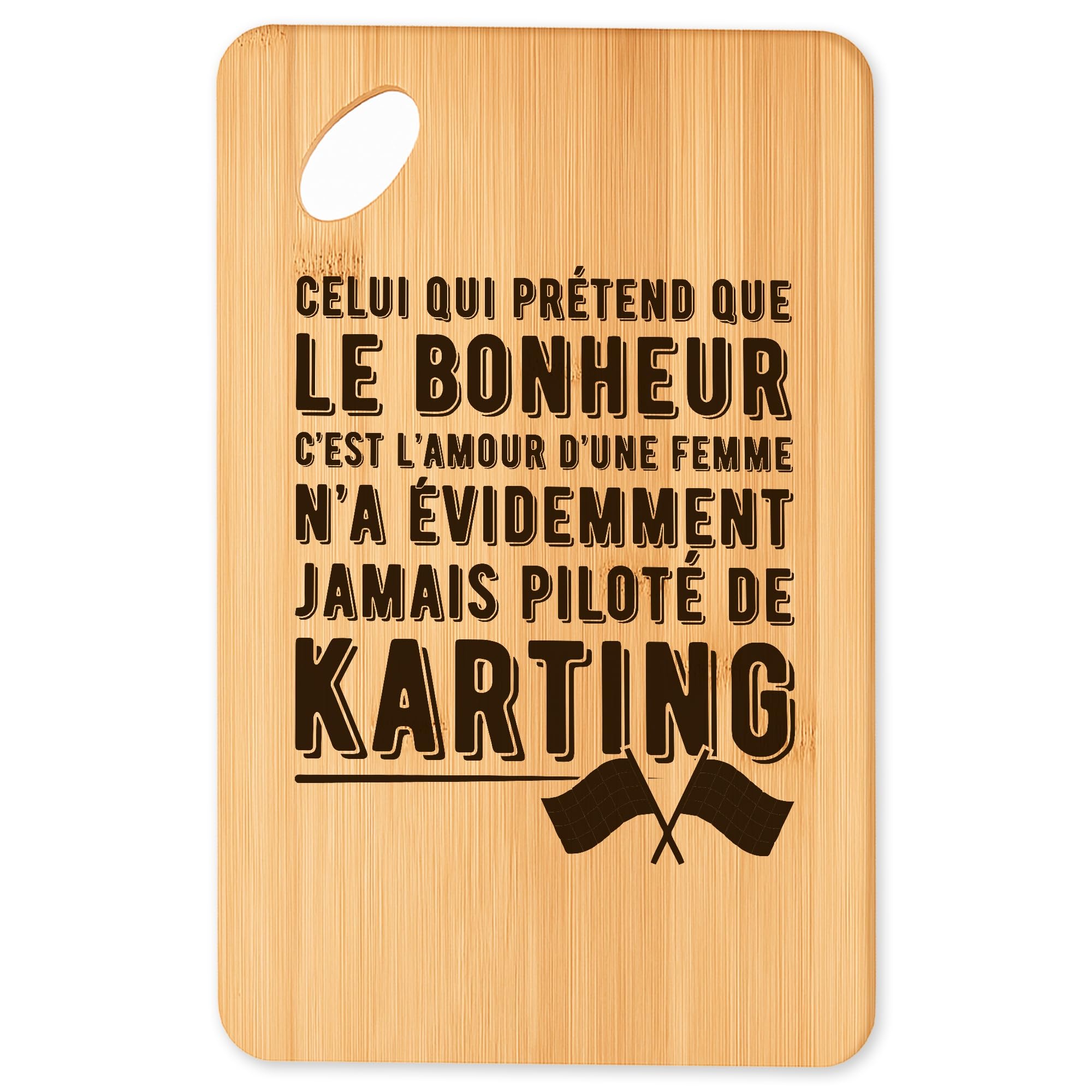 Cadeau original cuisine : planche à découper Karting 6 bambou