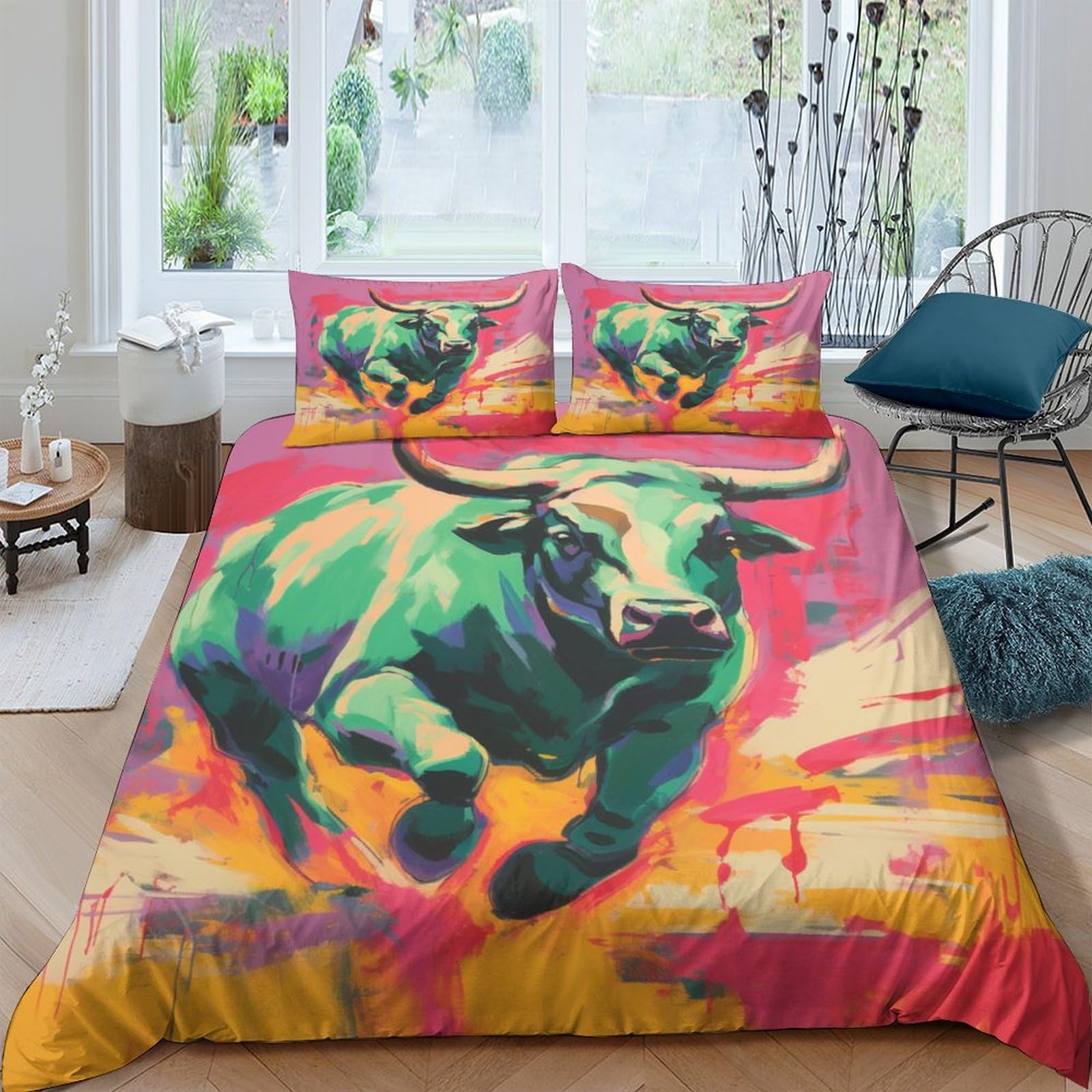 Parure de lit microfibre ultra douce de qualité supérieure lit double 200x200 motif yak