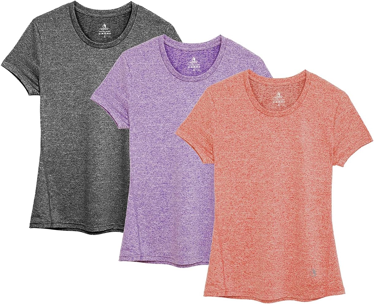 icyzone Workout Running Tshirts for Women - Fitness Athletic Yoga Tops Exercise Gym Shirts (Pack of 3)