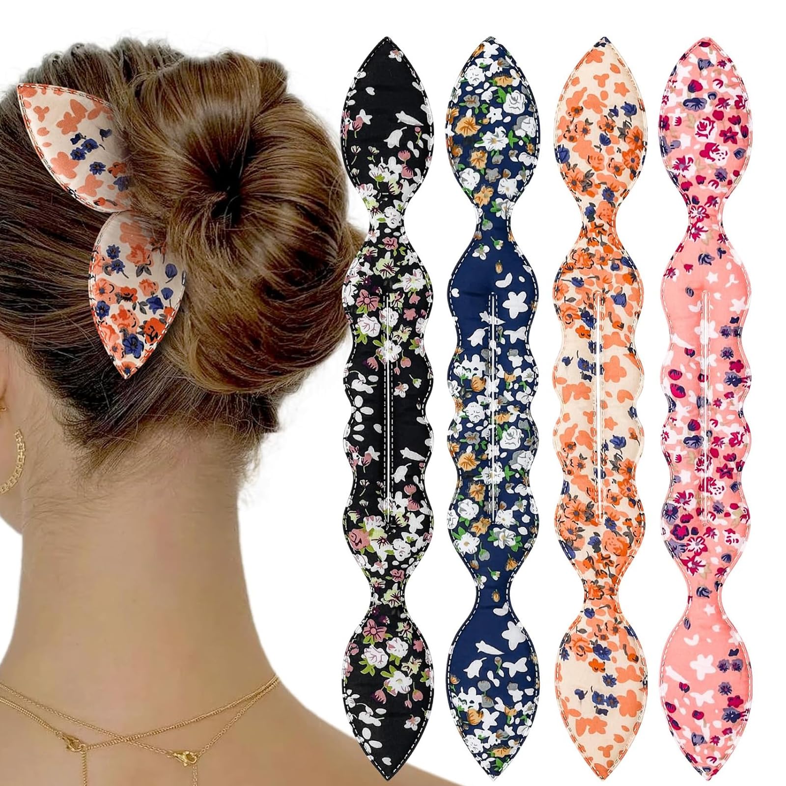CoolShef 4Pcs Deft Hair Bun Maker | Flexible Rabbit Ear Twister Hair Bun Clip Set |Easy-to-Use Hair Bun Accessories for Woman and Girls | Quick & Stylish Updo Tool-image-25