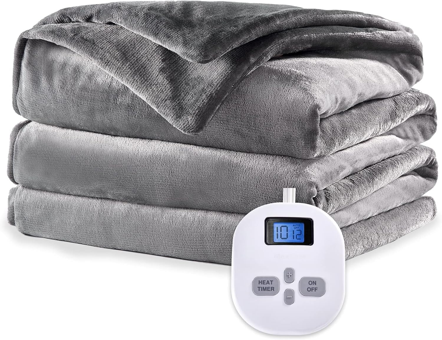 ZonLi Heated Weighted Blanket (60″x80″ 15lbs Queen Size) Fast Heating Warm Weighted Electric Blanket with 10 Heating Levels Breathable Heavy Blanket Soft Comfort Material with Glass Beads, Grey