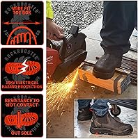 Vista 5 de ROCKROOSTER Bakken Botas Chelsea negras de 6 pulgadas para hombre, botas de trabajo impermeables antideslizantes con clasificación EH AK303-punta