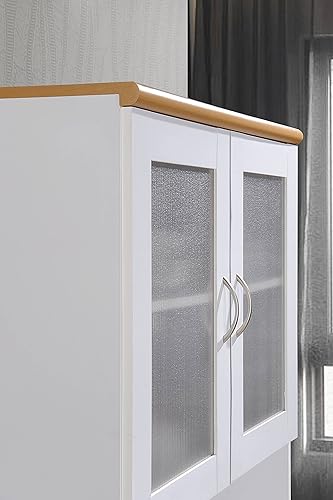 Miniatura 7 de HODEDAH IMPORT - Armario de cocina alto de pie con espacio superior e inferior para armario cerrado 1 cajón gran espacio abierto para microondas en