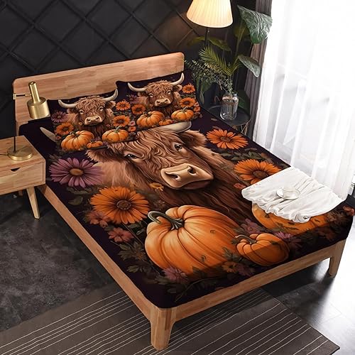 Miniatura 2 de Juego de sábanas de tamaño matrimonial sábanas de vaca de las montañas, sábanas y fundas de almohada, sábanas y fundas de almohada, microfibra