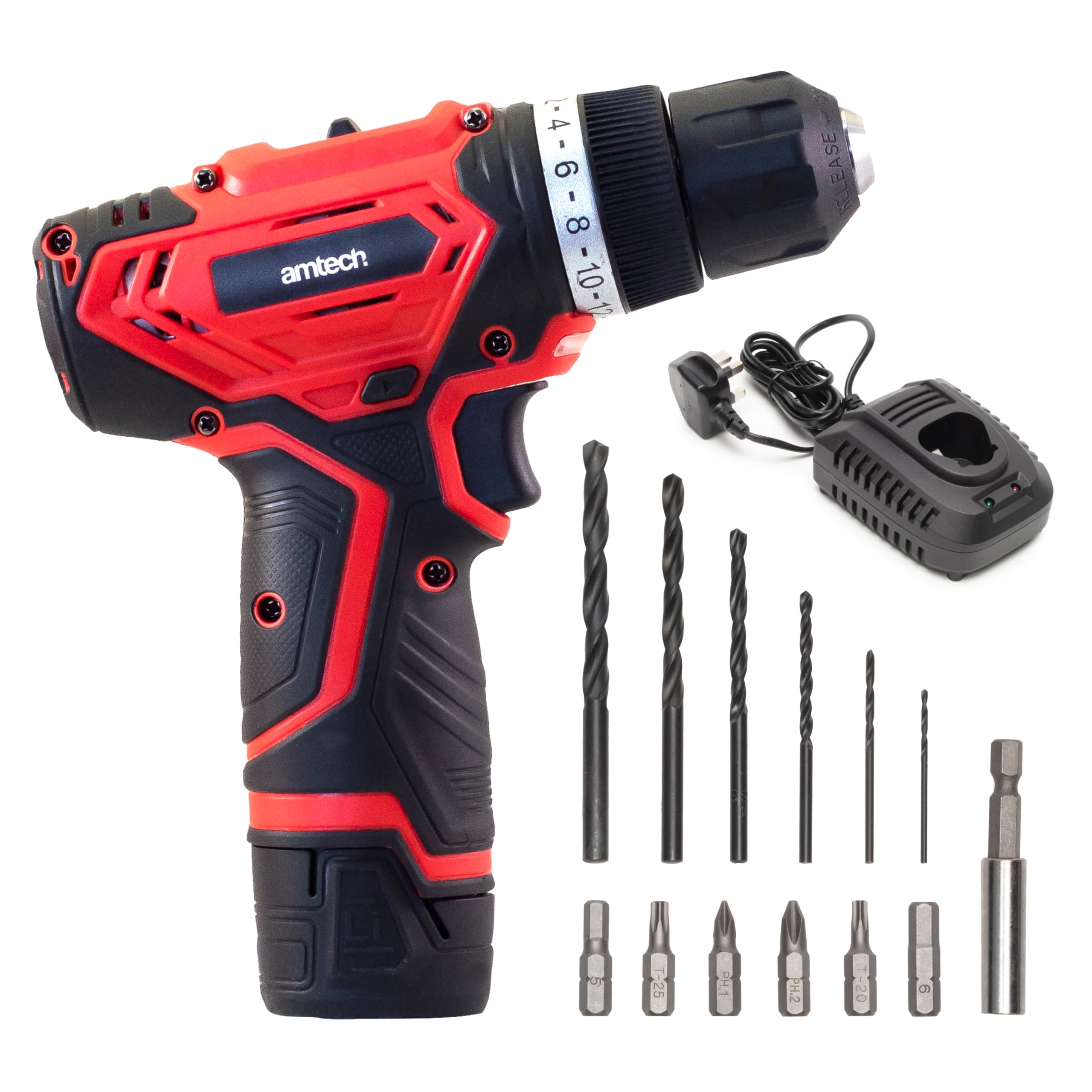 Cordless Combi Drill Driver 12V Electric Rechargeable Li-ion Battery & Charger