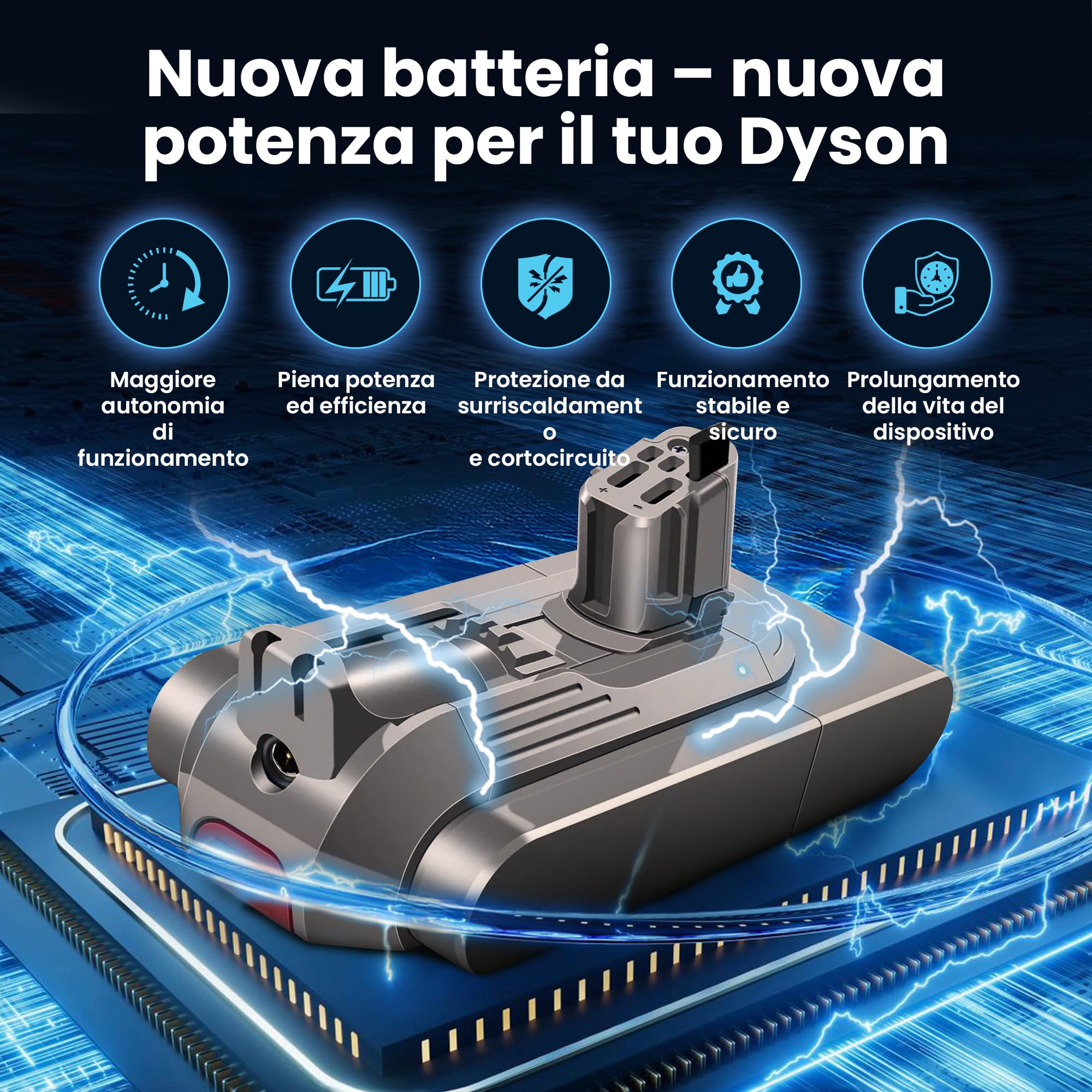 EXTRALINK Batteria per Dyson V12 Detect Slim Absolute – Batteria di Ricambio per Aspirapolvere 25,2V 2500mAh - Li-ion, Lunga Durata - Compatibile con Dyson Ricambi e Accessori - Facile da Installare