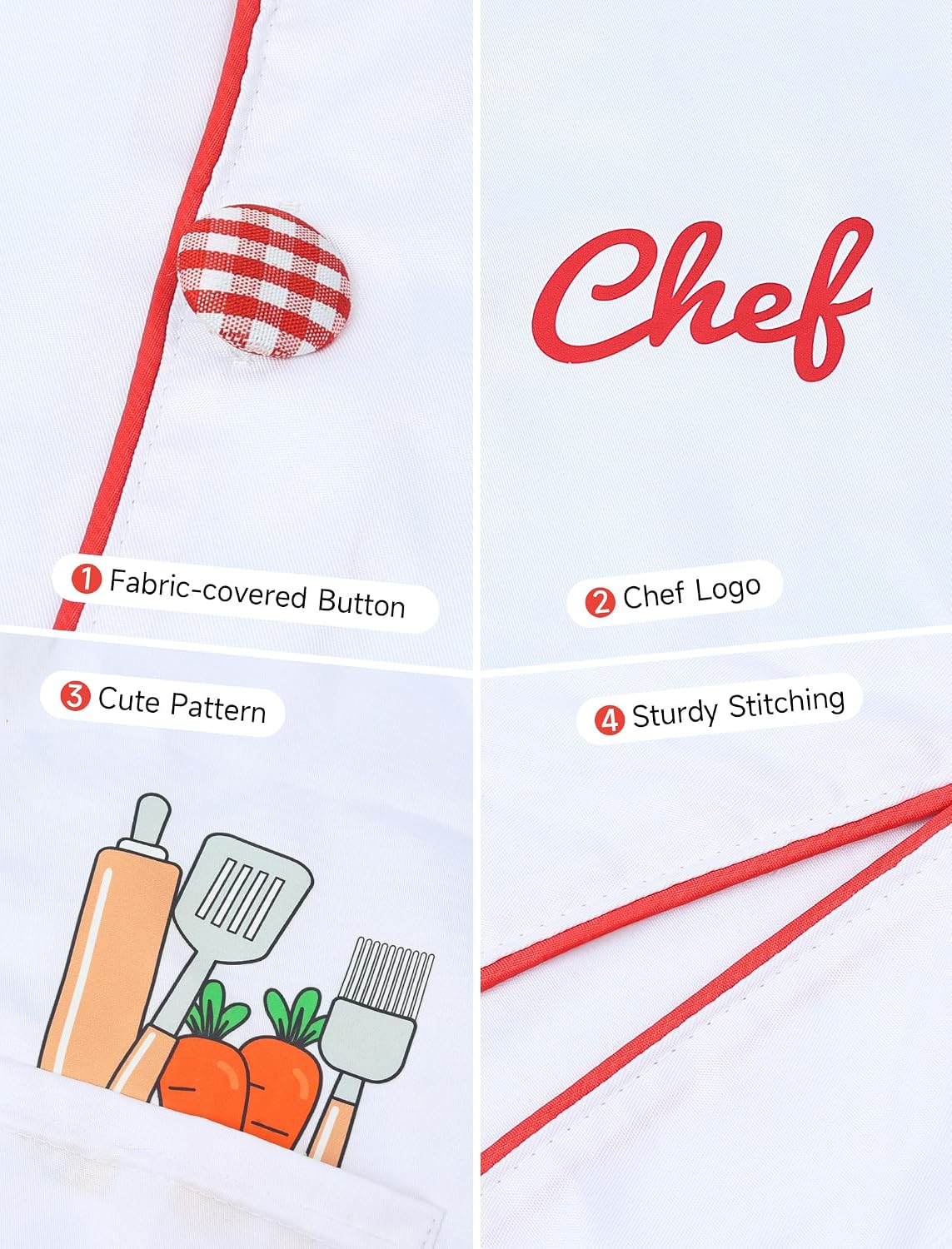 ANPHILE Chef Costume for Kids with Hat – Toddler Chef Outfit Cooking Baking Dress Up Set Career Day Costumes for Boys Girls