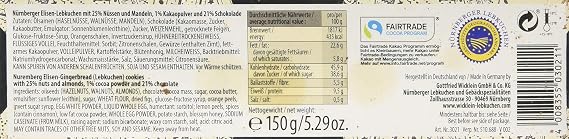 WICKLEIN Mini Elison Lebkuchen with Plenty of Dark Chocolate, Pack of 1, 150 g