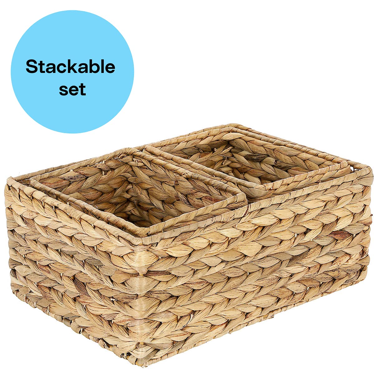 Clas Ohlson Wicker Storage Baskets Stackable Set of 3 boxes in 2
