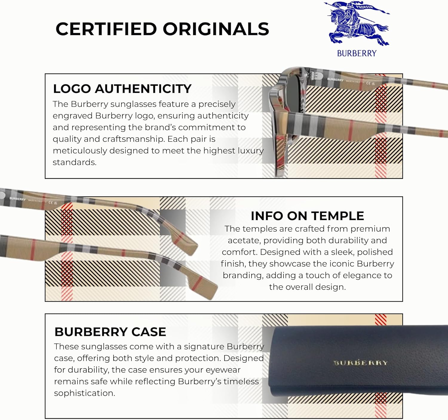 BURBERRY BE4293 Square Shape Acetate Sunglasses with Luxury Eyewear Kit - Image 6