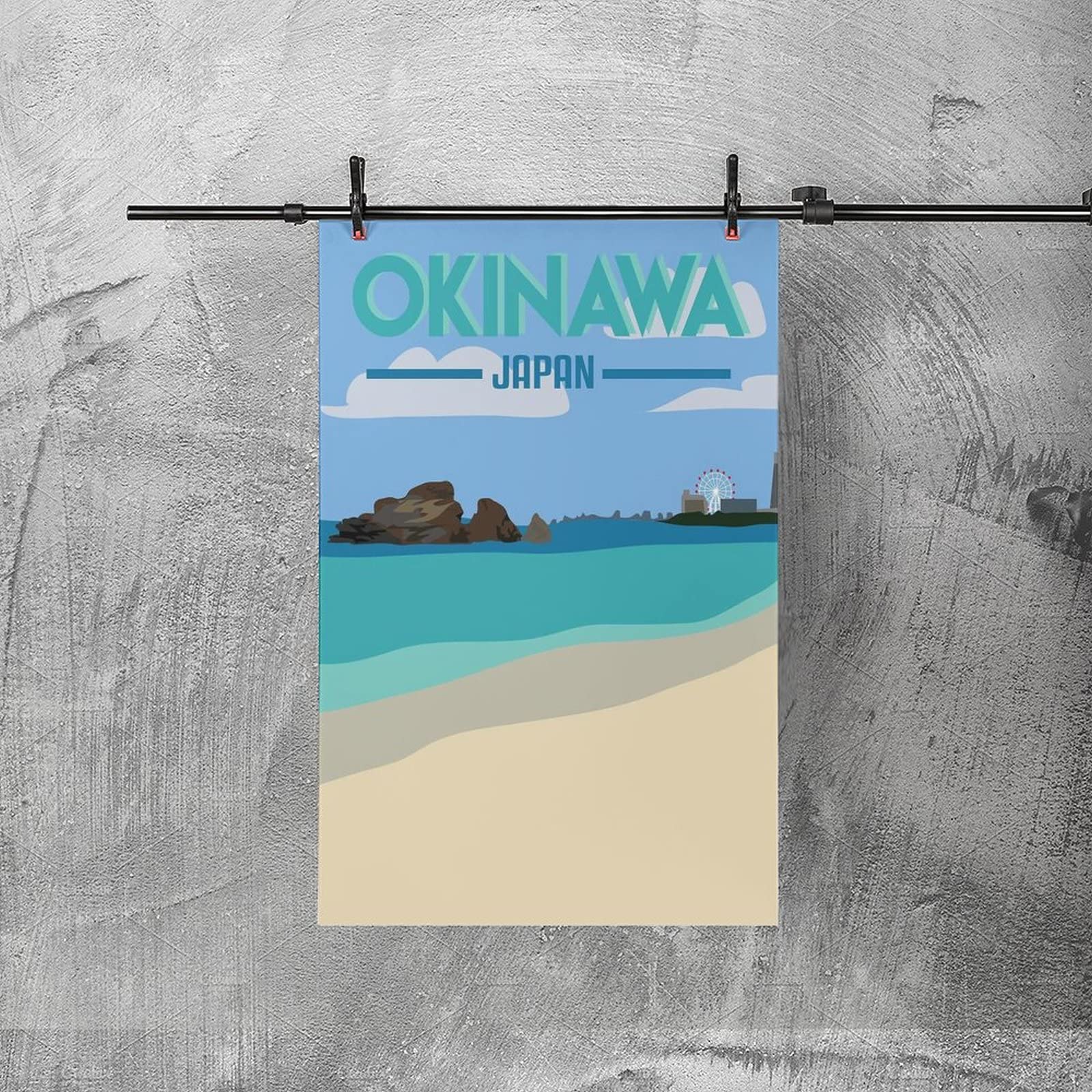 Affiche Déco Murale « Okinawa » Sur Toile - 70x100 Cm - Lot De 2 - Style Rétro Moderne Pour Salon/chambre
