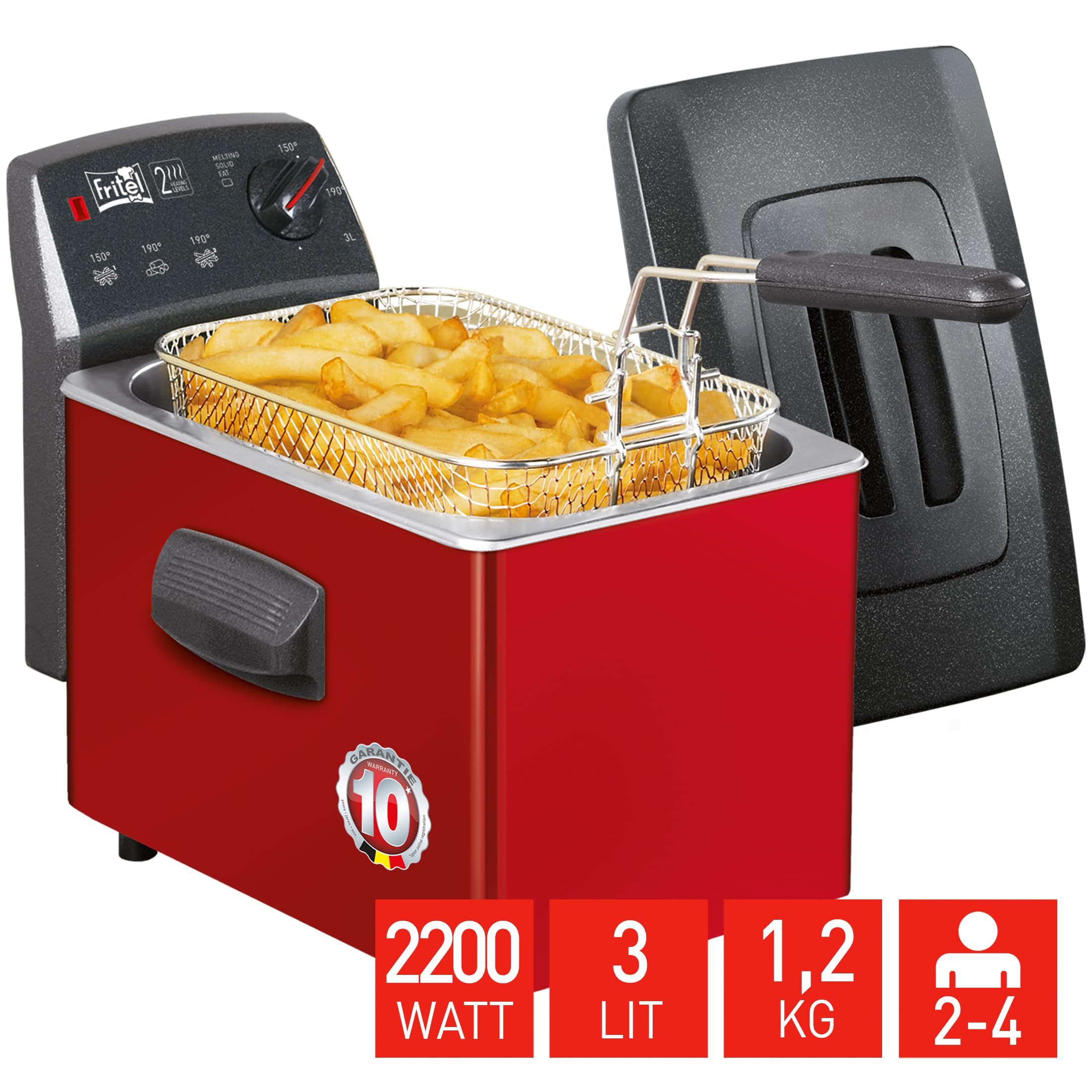 Fritel Turbo SF 4153 Freidora/Freidora - 3L-2200W - 2 a 4 personas - Tapa de plástico (rojo)