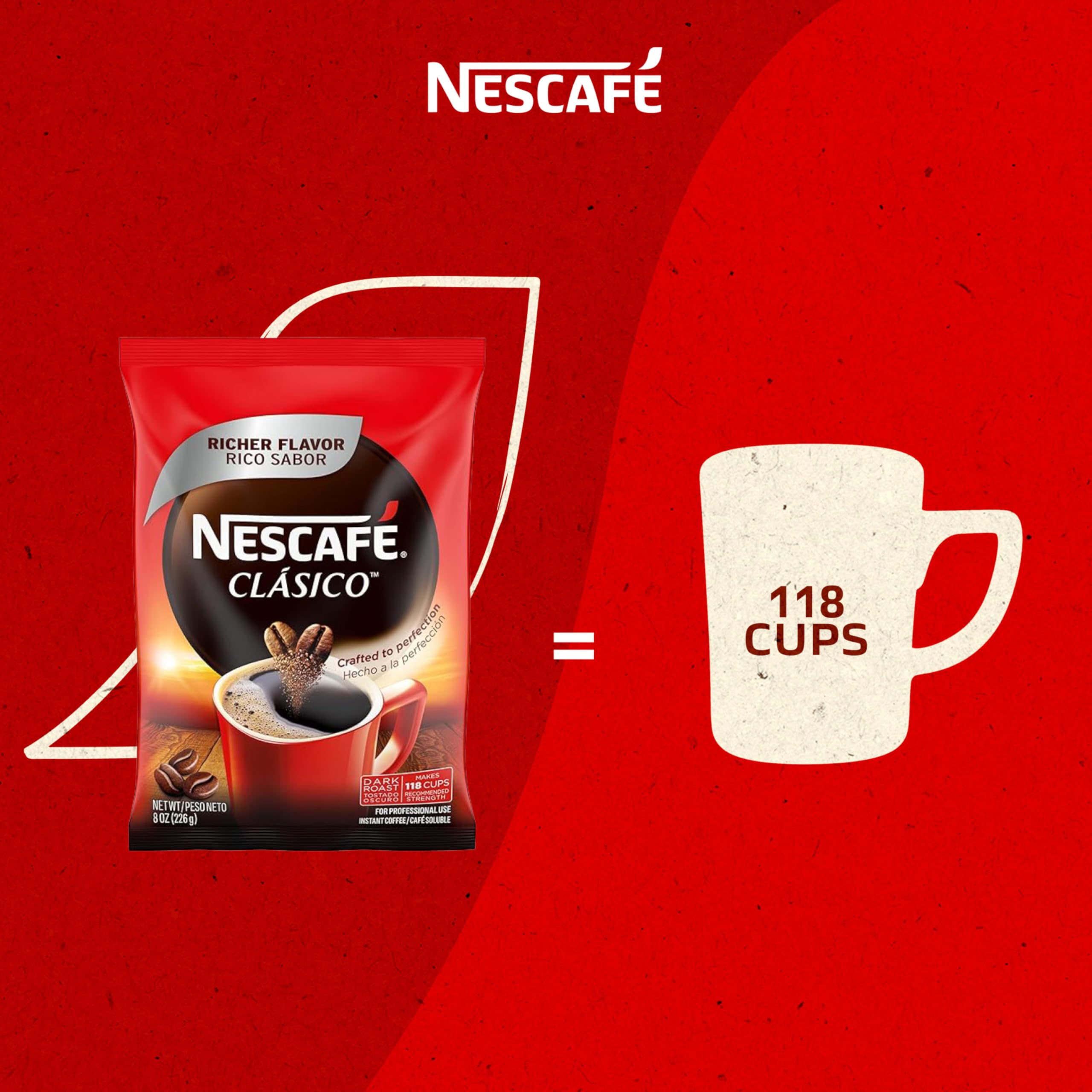 Amazon.com : Nescafe Clasico Dark Roast Instant Coffee, 8 oz Pouch
