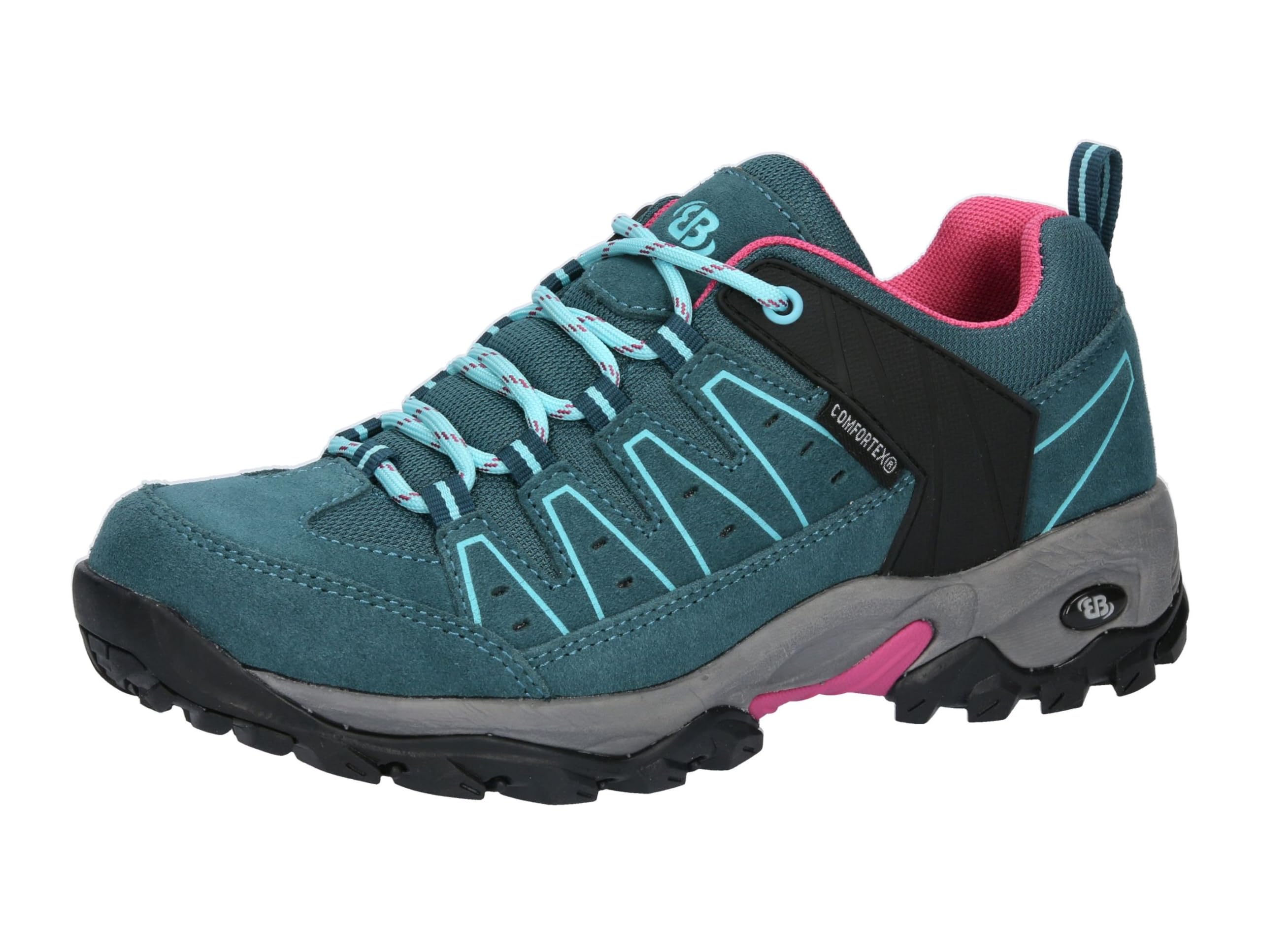 Brütting Unisex Mount Pinos Low Trekking Shoes, Petrol Turquoise Pink, 6 UK