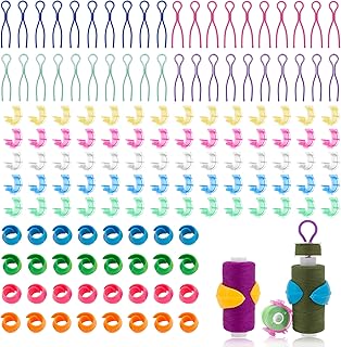 142pcs Bobbin Thread Organizing Clips Set Bobbin Thread Buddies Kit Spool Huggers Thread Holders Colorful Sewing Products Sewing Machine Quilting Supplies for Spool Organizing (Multicolor-142pcs)