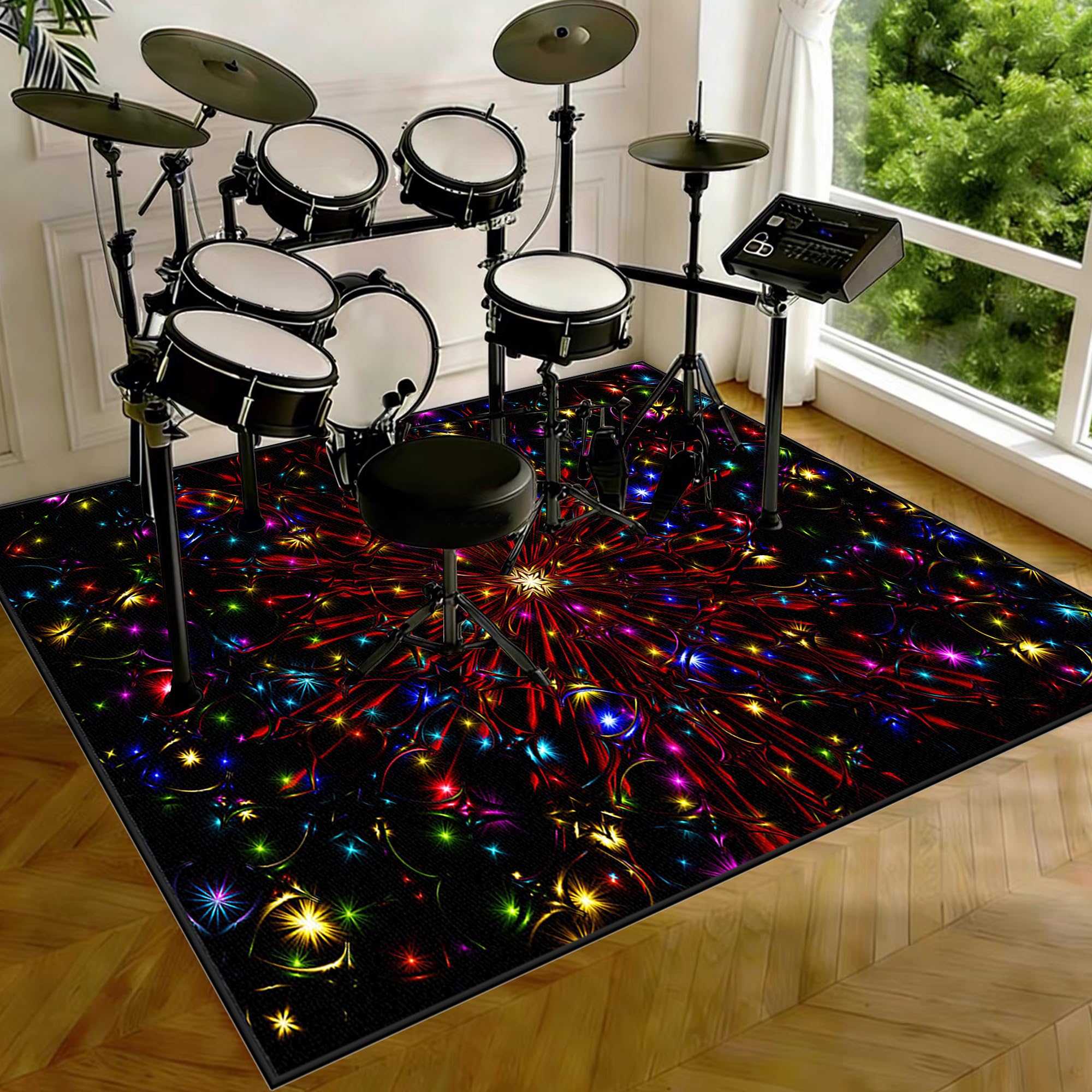 Elektroniczna mata perkusyjna 120 x 100 cm dźwiękoszczelna mata bębnowa mata ochronna do akcesoriów perkusyjnych instrumenty muzyczne mata podłogowa mata perkusyjna