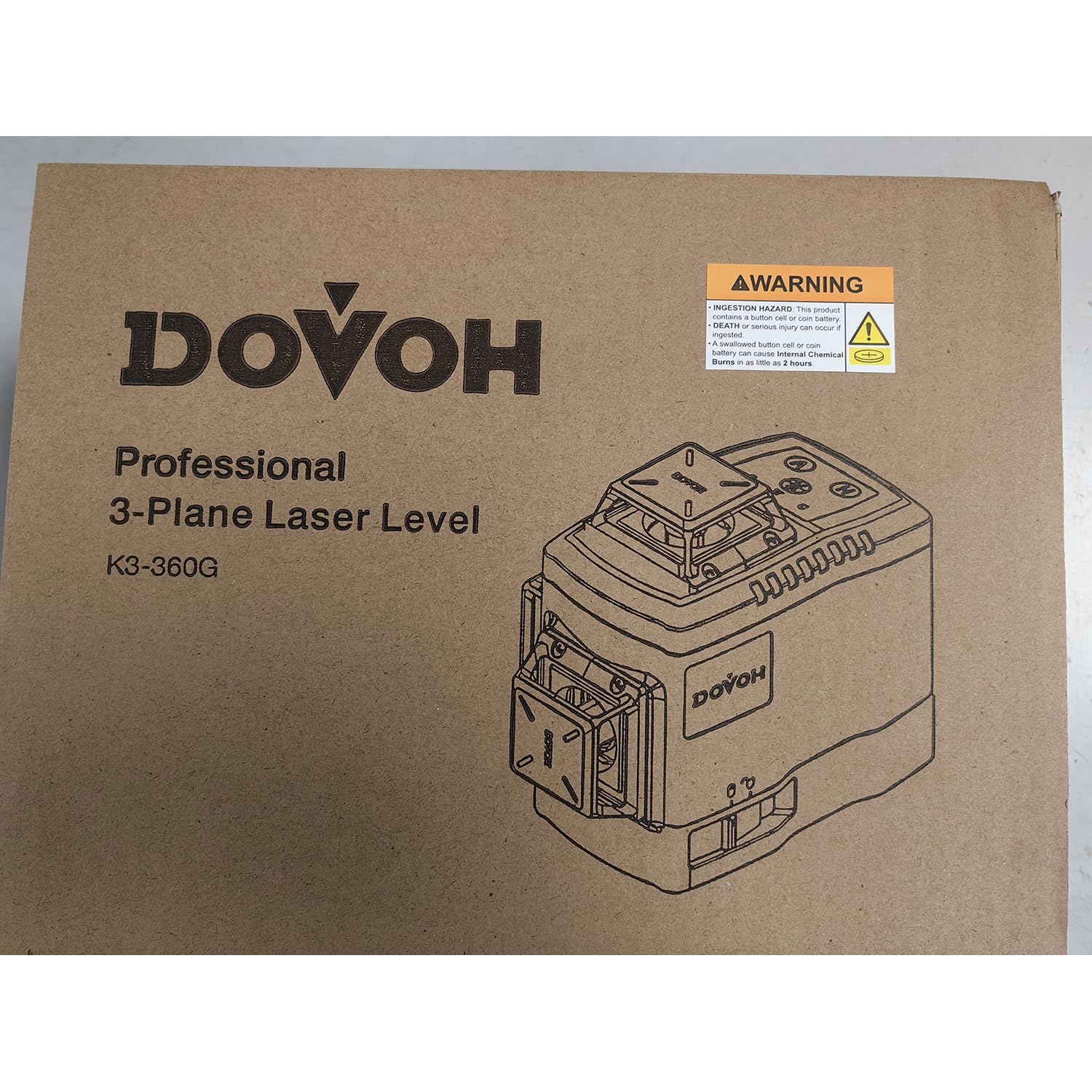 DOVOH Nivel láser 3D autonivelante, herramienta de nivelación láser de 3 planos con control remoto, soporte magnético y placa de objetivo láser, K3-360G