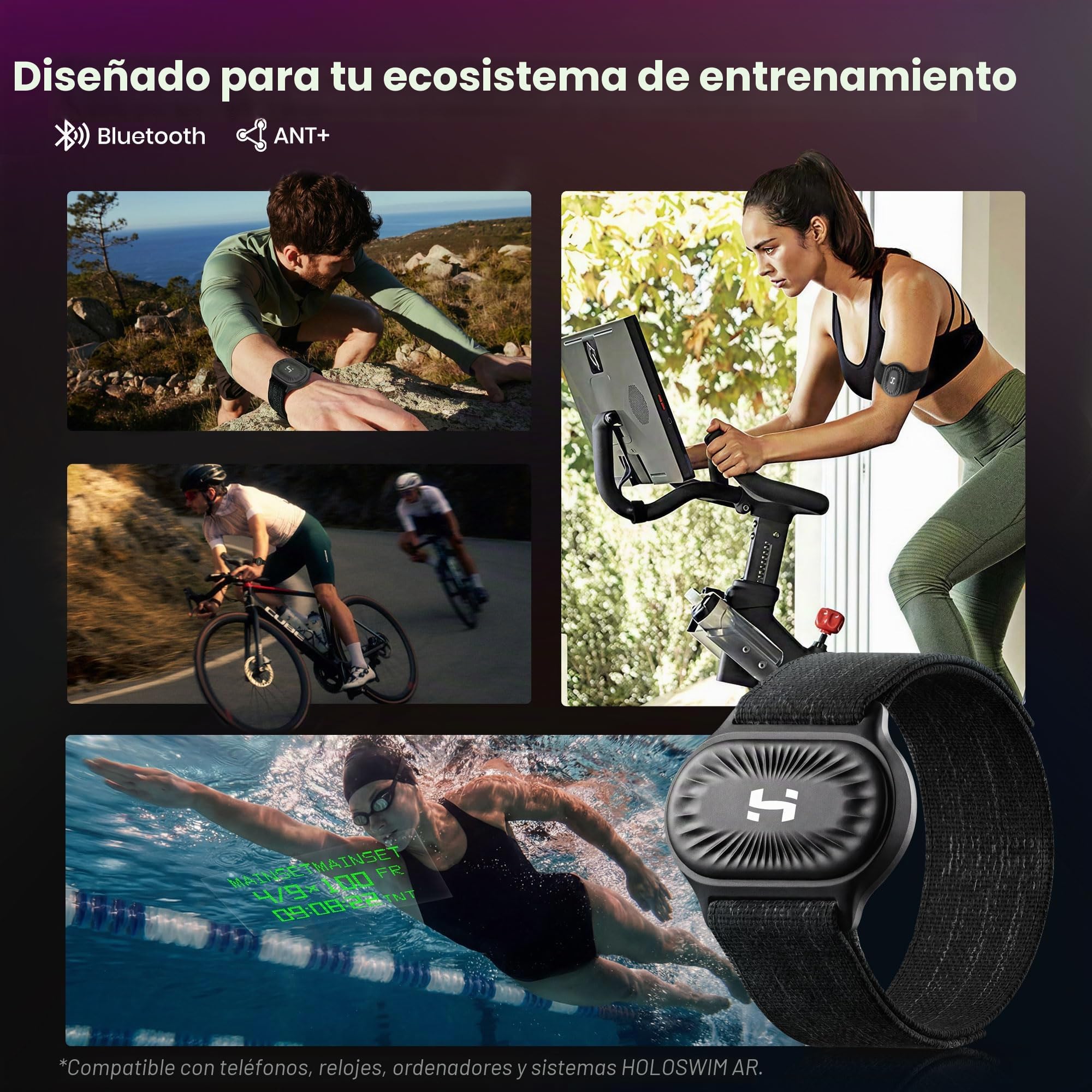 HandPlus - Monitor de frecuencia cardíaca, rastreador óptico de fitness de grado de entrenamiento cómodo, HR óptico avanzado con precisión de zona, almacenamiento sin conexión de 72 horas, Bluetooth y