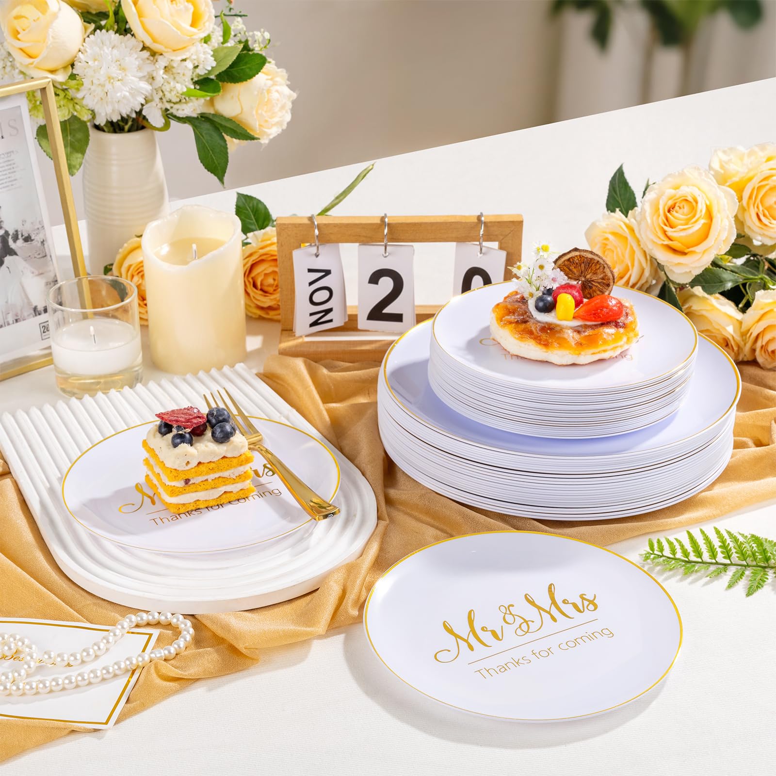 Gold Wedding Plates & Napkins - 175 Pcs -9