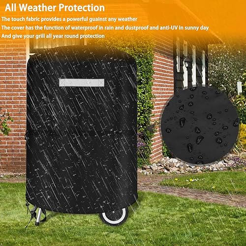 Miniatura 5 de Cubierta redonda para parrilla Weber de 22 pulgadas al aire libre impermeable para parrillas de carbón Kettle - Cubiertas para parrilla de carbón