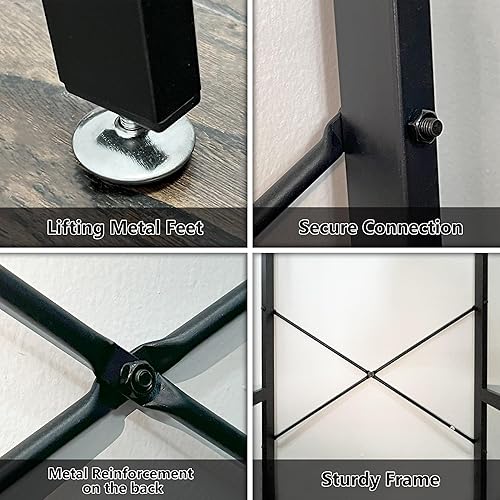 Miniatura 5 de Armario de almacenamiento sobre el inodoro con puertas de vidrio templado y soporte de metal, organizador sobre inodoro con estante ajustable que