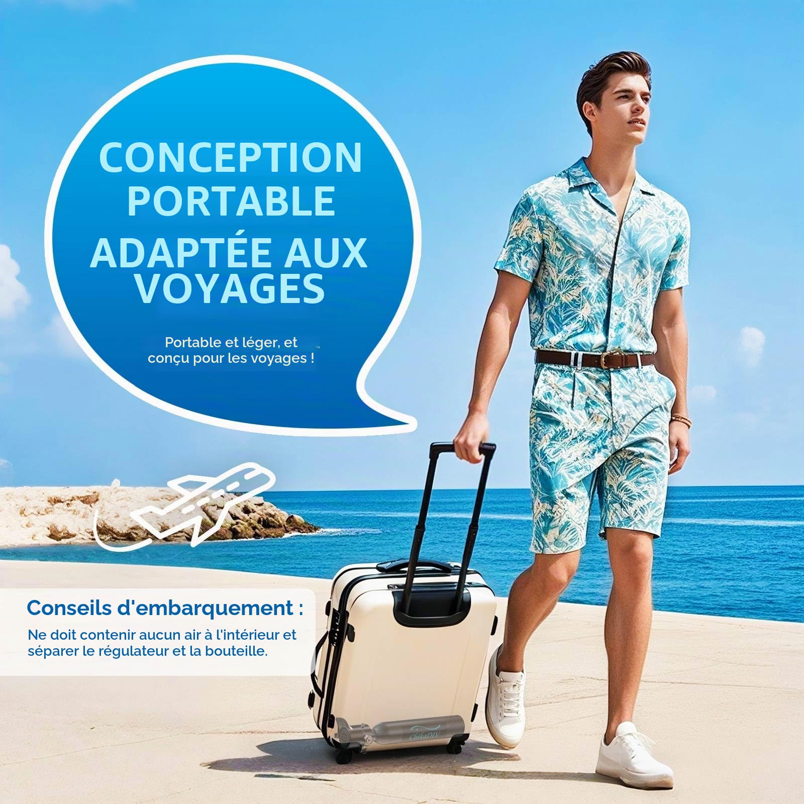 Mini Bouteille de Plongee Petite Bouteille Oxygène Plongee Respirateur Oxygene Plongee sous Marine Equipement Bouteille d'eau Recycleur Plongée