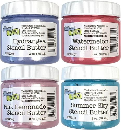 Miniatura 16 de The Crafter's Workshop Stencil Butter - Juego de pintura acrílica Coastal - Pasta de textura metálica boutique para arte, lienzo, diarios y tarjetas