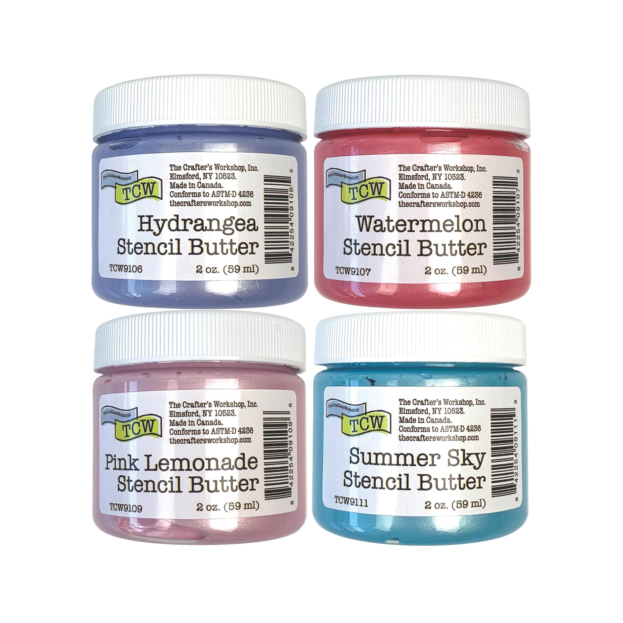 The Crafter's Workshop Stencil Butter - Blooms Acrylic Paint Set - Boutique Metallic Texture Paste for Art, Canvas, Journals, &amp; Cards - 4 x 2oz Jars