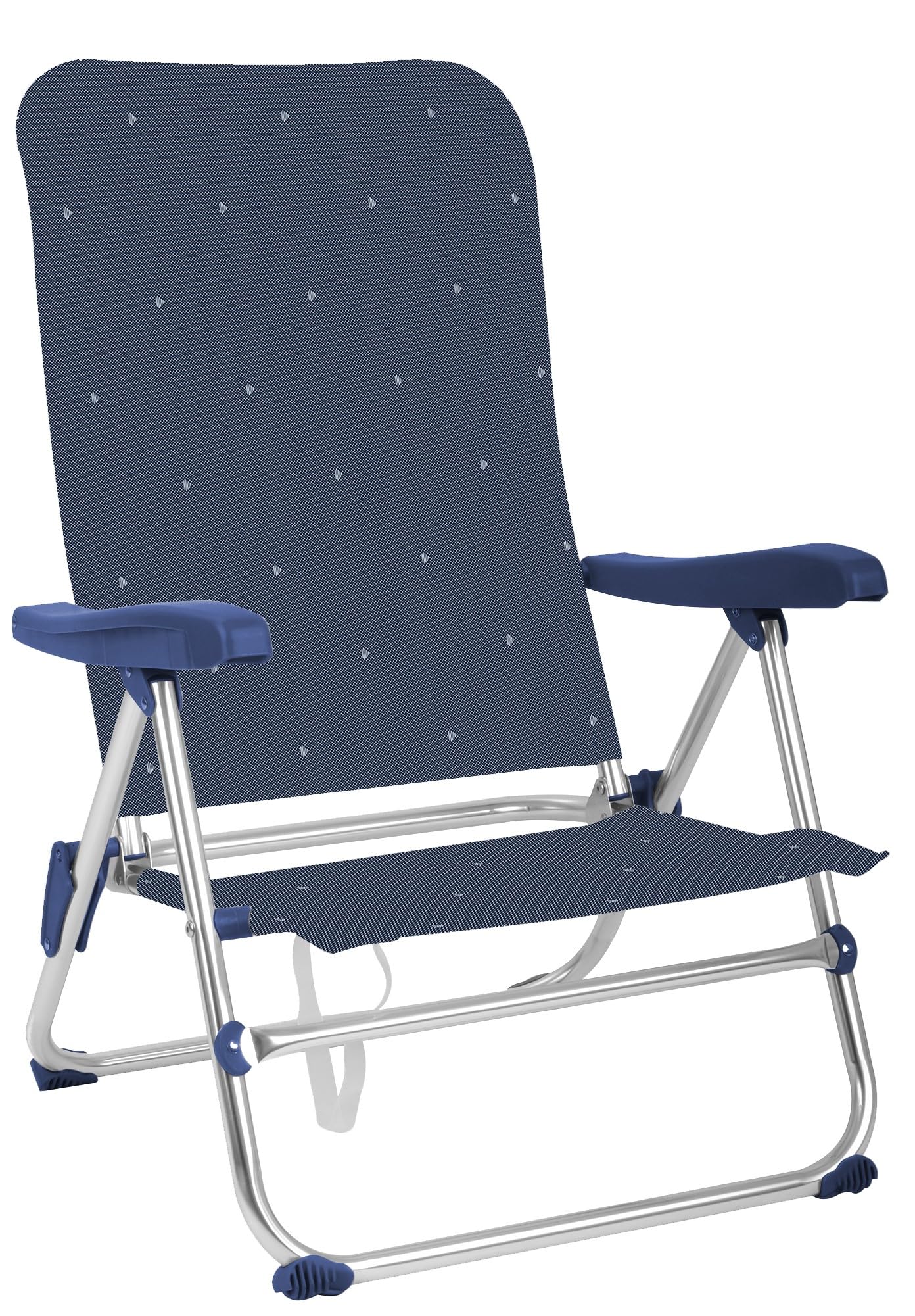 Silla de Playa, Piscina, Camping o Jardín Plegable y Reclinable Diferentes Tamaños Aluminio Brillo 5 Posiciones (Silla Media)