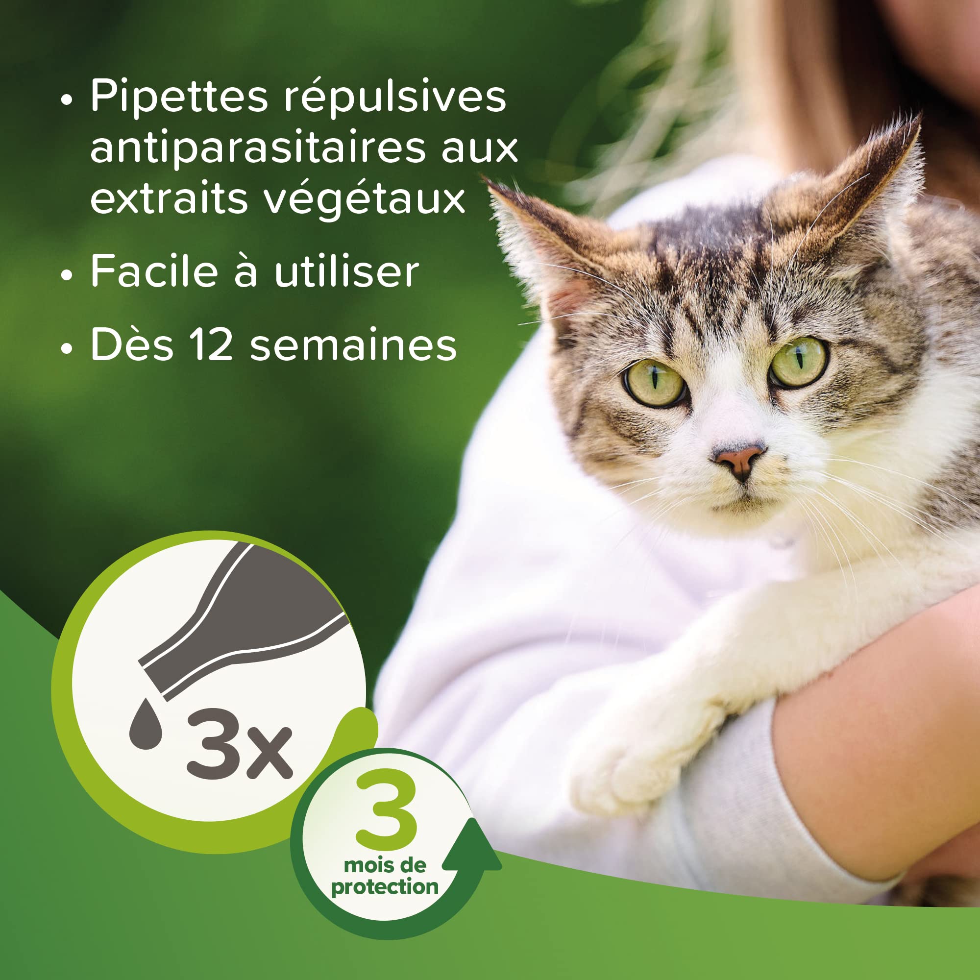 Beaphar – VETOPURE – Pipettes répulsives antiparasitaires pour Chaton – Extraits de Margosa – Contre Les puces, tiques et moustiques – Protection 3 Mois – Facile à appliquer – 3 pipettes