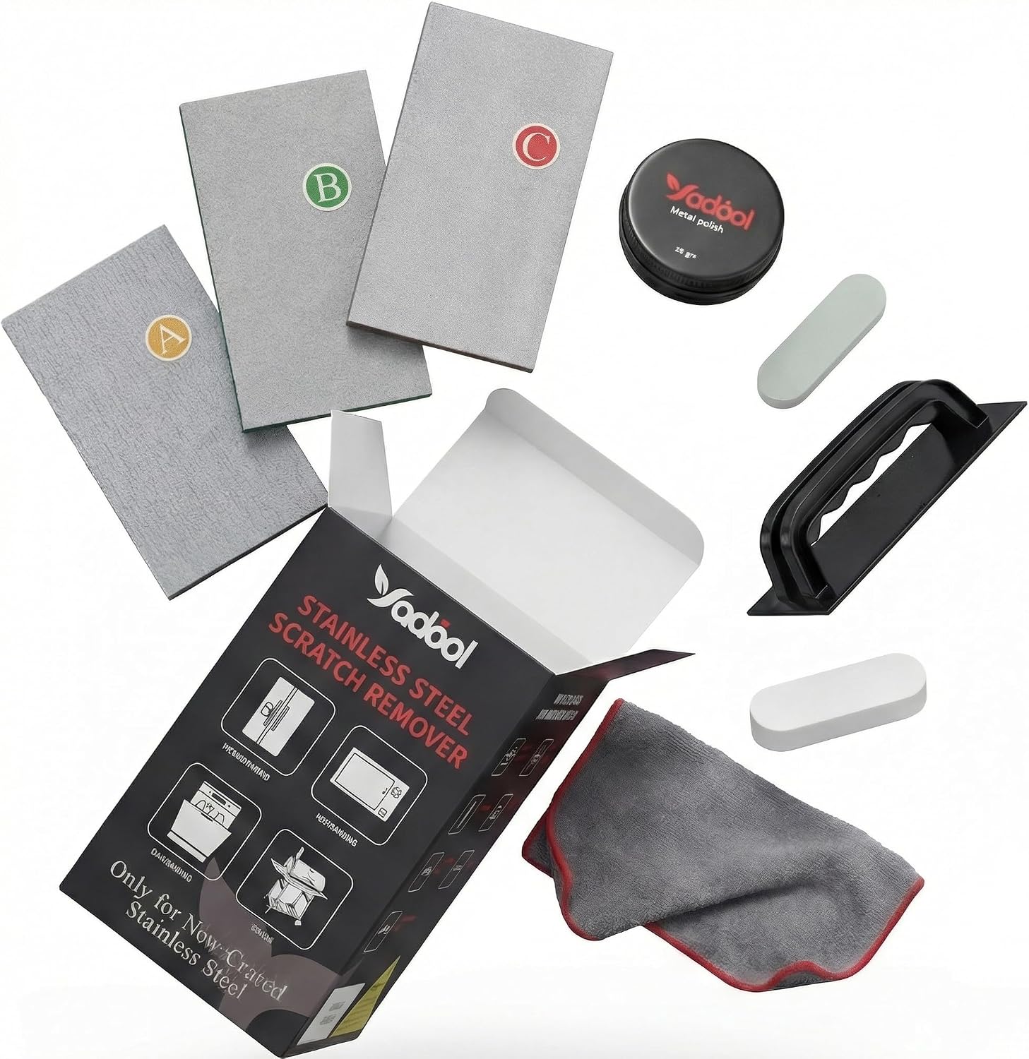 Stainless Steel Range Hood Scratch Remover Kit for Non-Coated Stainless Steel Surfaces, Removes Scratches Scuffs Abrasions, Restores Brushed Finish, DIY Repair Solution