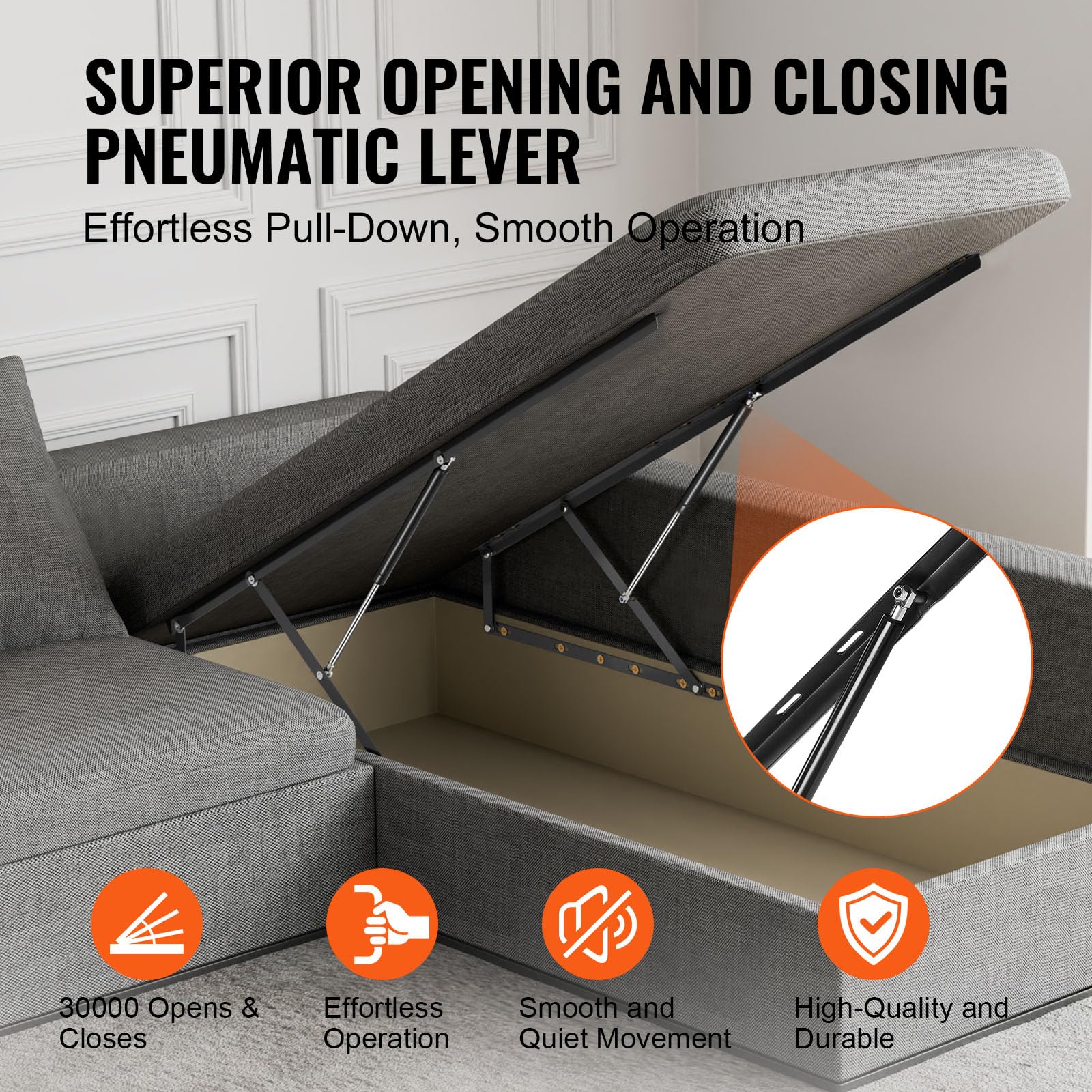 VEVOR Sollevatore per Letto, Dimensioni Letto Compatibili 1500 x 2000 mm Meccanismo di Sollevamento per Letto, Carico 120 kg Leva Pneumatica, Supporto Letto per Carichi Pesanti per Camera degli Ospiti